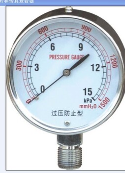 膜盒压力表精度1.5测量管道终端用气压力表0-50kpa