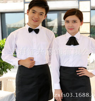 上海工作服厂家全棉男女奶茶店咖啡店时尚工装餐厅工作服工作衬衫批发