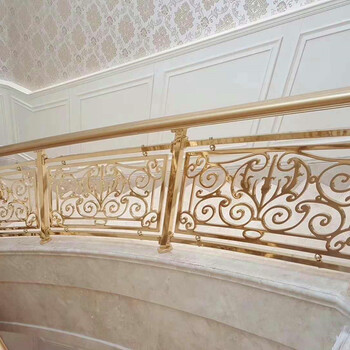 2019湖南铝艺楼梯设计酒店欧式弧形铝雕花楼梯护栏厂家直供