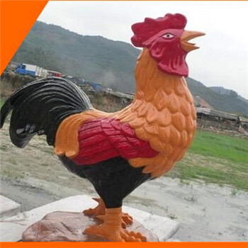 厂家供应玻璃钢公鸡雕塑玻璃钢彩绘仿真动物雕塑可来图来样定制