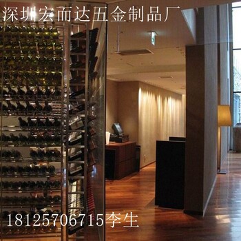 不锈钢展示柜酒柜定制，酒吧会所展示架定做