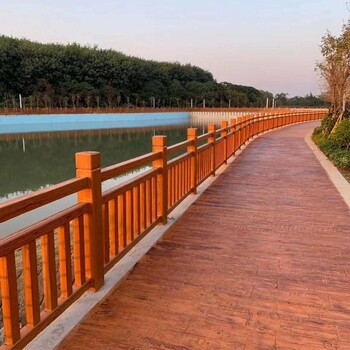 德阳水泥栏杆厂家，绵阳泸州广元户外景观仿木栏杆