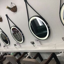 雙面美發店鏡子發光圓鏡子發光廠家直銷可掛式帶邊框圓鏡圖片