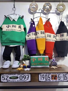 杭州韩国童装批发市场加绒加厚中小童卫衣批发哪里好有便宜货到付款一手货源童装