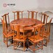 檀明宫刺猬紫檀红木圆形餐桌椅组合明式实木圆桌八人位客厅餐桌