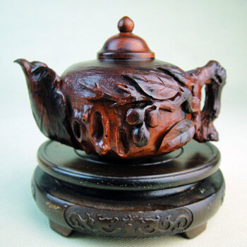 木雕工艺品木檀世家小叶紫檀雕刻满工寿桃茶壶茶具摆件收藏品