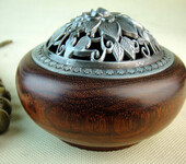 木雕工艺品木檀世家印度小叶紫檀雕刻塔香具香道用品熏香炉盘香炉A33古铜盖
