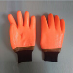 低温防护手套PVC浸胶荧光砂面罗口复合布内衬防寒劳保手套