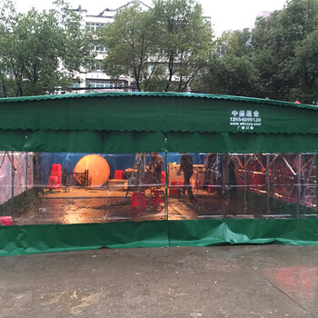 生产大型雨棚移动仓库棚夜宵蓬伸缩雨棚停车篷推拉棚