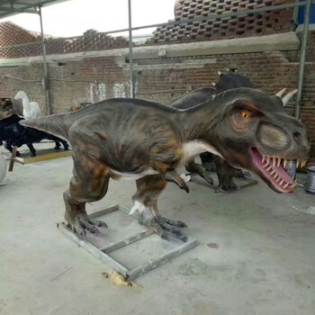 玻璃钢雕塑恐龙仿真大型动物霸王龙三角龙装饰游乐场景观户外摆件