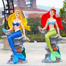 美人鱼雕塑卡通动漫人物雕塑商场海洋公园玻璃钢雕塑美陈摆件