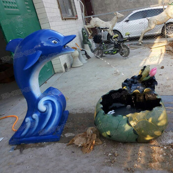 户外玻璃钢海洋主题雕塑玻璃钢海豚造型雕塑海洋公园摆件雕塑定制