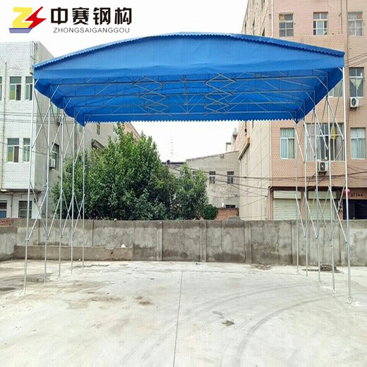 推拉式雨棚价格折叠伸缩雨蓬可移动式仓储帐篷活动工地钢筋棚