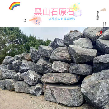 黑山石原石造景大小型庭院天然风景石天然黑山石加工定制