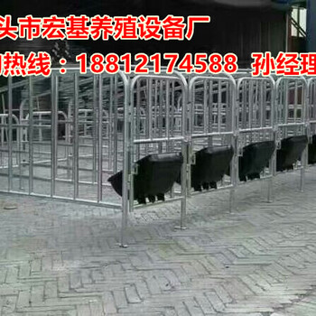 供应黑龙江养猪设备生产厂家带食槽的定位栏价格定位栏尺寸大全