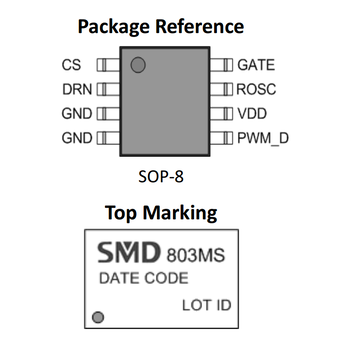 SMD803宽压低压输入RGB大电流PWM线性调光内置MOS降压型LED驱动IC