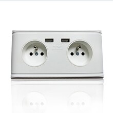 热销室内欧式接线插座双USB充电桌面插座欧标创意插座德法标插座图片