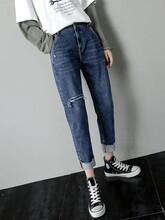 四季青浙江寧波庫存牛仔褲批發(fā)尾貨牛仔九分褲女裝擺攤便宜老爹褲