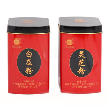 广东制罐厂家订做异形灵芝粉铁盒、白及粉铁皮盒子
