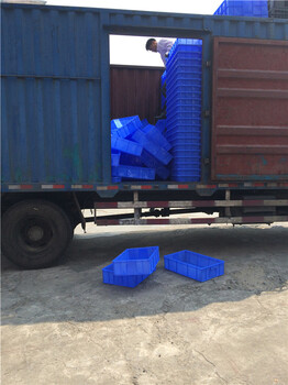 蓝色塑料周转箱500-220塑胶周转框加厚收纳中转箱可配盖