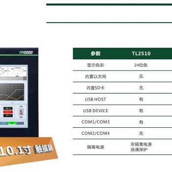 广州禾川触摸屏TL251010英寸，分辨率800x480,128MB存储器，24位真彩宽屏，