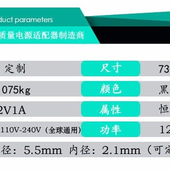 12V1A全球通用电源适配器