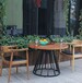 欧式实木桌椅创意休闲桌椅美式铁艺松木餐厅餐桌做旧复古大圆桌雅乐居时尚铁艺家居馆