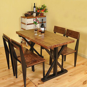 龙岗众美德定做欧式复古铁艺餐桌椅，工艺风餐桌休闲酒吧咖啡靠背椅厂家供应