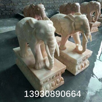 石雕小象曲阳石雕大象,汉白玉石雕小象,石大象摆件
