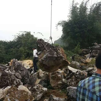 产地深灰色大英石，大英石造景假山6，大英石草坪点缀，大英石鱼池驳岸