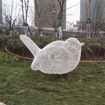 不銹鋼絲編織鏤空小鳥雕塑鐵藝鏤空雕塑定制