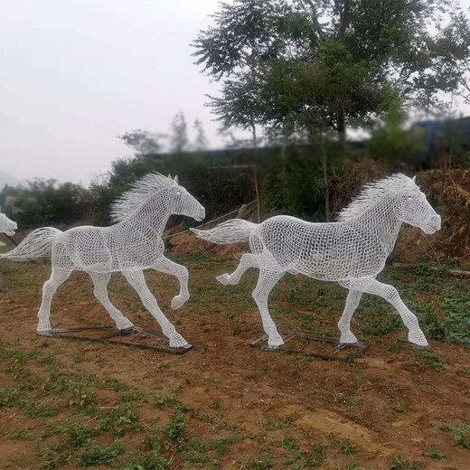 不銹鋼絲編織馬雕塑不銹鋼鏤空馬雕塑