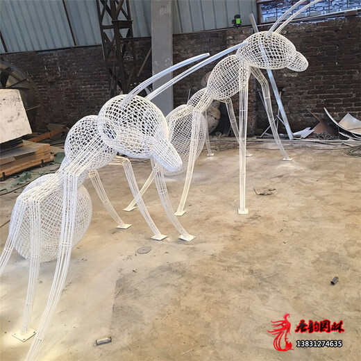 不銹鋼鏤空螞蟻雕塑不銹鋼絲焊接成型不銹鋼絲編織雕塑