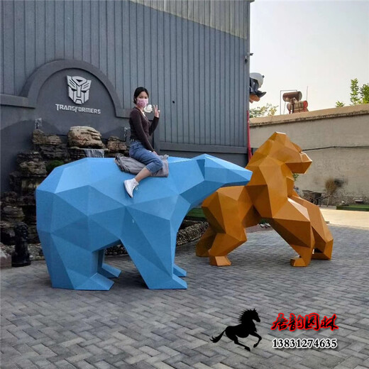 不銹鋼切面大猩猩雕塑幾何切面動(dòng)物不銹鋼雕塑