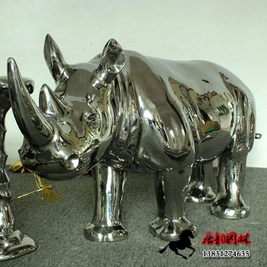 不锈钢犀牛雕塑镜面不锈钢动物雕塑加工定制