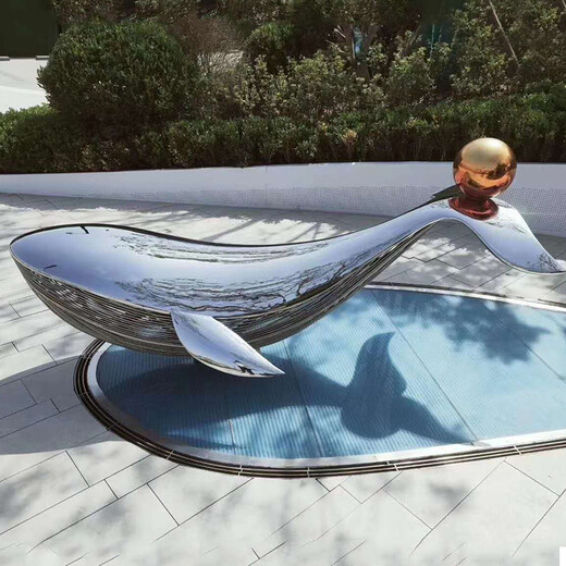 唐韵不锈钢镂空鲸鱼雕塑,上海鲸鱼雕塑定制