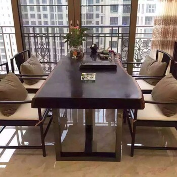 红森林木艺提供实木大板原木桌椅餐桌茶桌书桌等