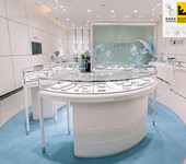 厂家融润展柜制作设计商场圆形不锈钢拉丝珠宝玉器展示柜