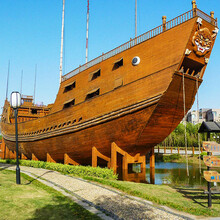 木船装饰海盗船大型户外郑和宝船景观仿古战船模型道具船帆船摆件