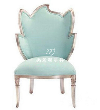 美式描金枫叶造型软包老虎椅沙发椅实木框架简约时尚单人沙发