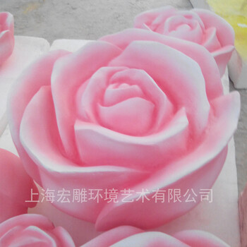 上海宏雕厂家定做玫瑰花植物道具玻璃钢树脂泡沫花朵装饰摆件大型雕刻工艺品
