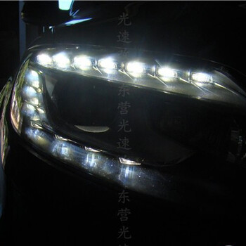 东营汽车大灯改装奥迪Q7升级海拉5双光透镜氙气灯