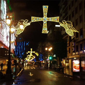 灯杆装饰亮化工程众熠街道装饰亮化LED压克力中国结,跨街过街灯