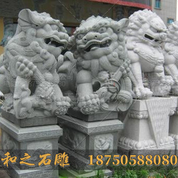 企業(yè)門(mén)口唐獅子石雕黃繡石石雕獅子廠(chǎng)家