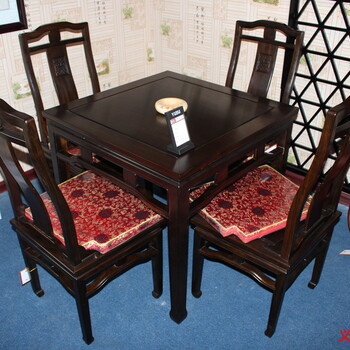 湖南义祥家具供应黑檀木方桌黑檀木桌子5件套红木家具红木桌子可定制品质