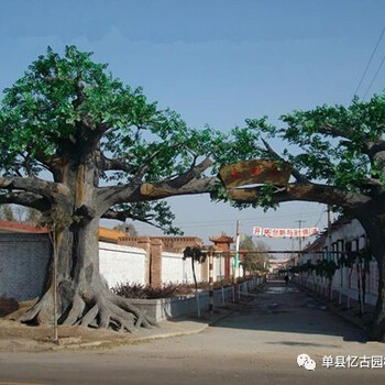 潍坊假树大门厂家_潍坊景观假树大门制作