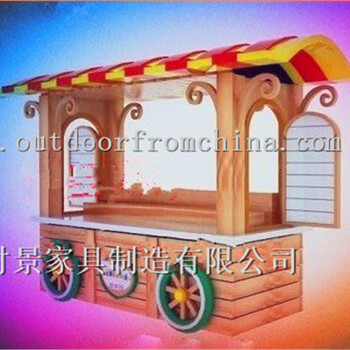 厂家定制芜湖步行街木质小吃手推车移动外卖屋面包屋糕点屋