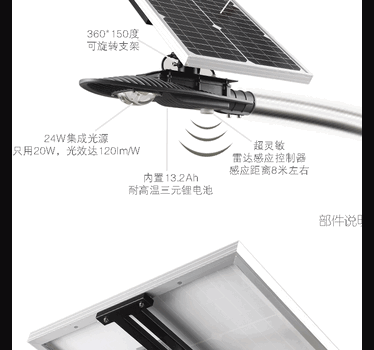 太阳能感应灯钢杆路灯叶子路灯工业园/新农村建设用路灯