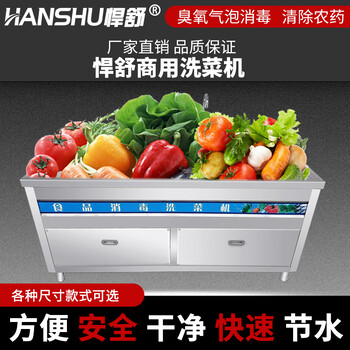 悍舒商用餐厅厨房不锈钢全自动洗蔬菜水果海鲜消毒机超声波洗菜机