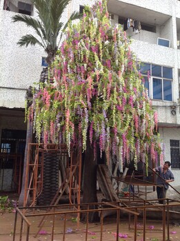 仿真豆花树定制婚庆酒店美化假紫藤花装饰室内装修假植物